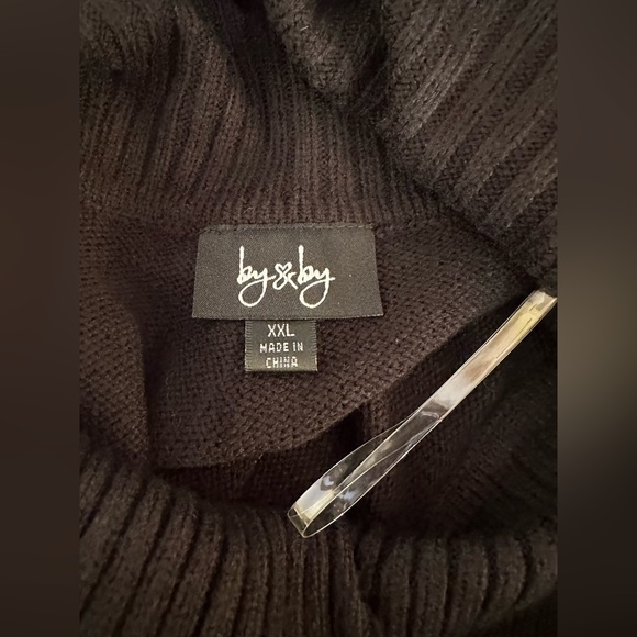 by&by Long Sleeve Sweater Dress - Black Chevron - Picture 9 of 12